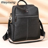 Weiyinxing Female Shoulder Bags Casual Travel Ladies Bagpack Mochilas School Bags New High capacity Women Soft Leather Backpacks