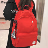 Weiyinxing Red High Capacity Boy School Bag Male Women Travel Book Bag Female College Backpack Men Lady Laptop Packet Fashion Teenager