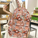 Weiyinxing Female Cartoon Print Book Bag Fashion Women Cute Leisure School Bag Girl Graffiti Laptop Backpack Lady Travel College Trendy