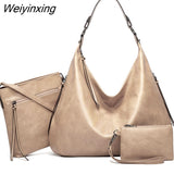 Weiyinxing FASHION 3 In 1 Large Capacity Shopping Tote for Women Luxury Bags PU Leather Purses and Handbags Leisure Shoulder Bag