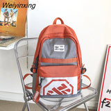 Weiyinxing Fashion Panelled Letter Printing Backpack High Quality Waterproof Nylon Women Backpack Student Couples Schoolbag Bookbag