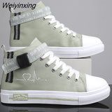 Weiyinxing Sneakers for Women Yellow Vulcanized Shoes Lace-up Casual Canvas Shoes Size 35-44 Breathable High Top Men Walking Shoes