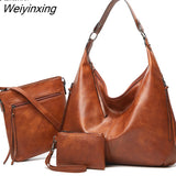 Weiyinxing FASHION 3 In 1 Large Capacity Shopping Tote for Women Luxury Bags PU Leather Purses and Handbags Leisure Shoulder Bag