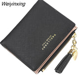 Weiyinxing Tassel Women Wallet Small Cute Wallet Women Short Leather Women Wallets Zipper Purses Portefeuille Female Purse Clutch