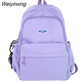 Weiyinxing Trendy Women Solid Color College Backpack Girl Leisure Nylon School Bag New Lady Cute Laptop Fashion Female Travel Book Bag