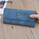 Weiyinxing Fashion Women's Wallets 2023 New Frosted Long Wallet Retro Snap Clasp Clutch Bag PU Leather Female Coin Purse