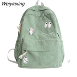 Weiyinxing Cute Corduroy Cartoon Book Bag Trendy Women Small College Backpack Fashion Ladies Kawaii Student Bag Female School Backpack