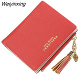 Weiyinxing Tassel Women Wallet Small Cute Wallet Women Short Leather Women Wallets Zipper Purses Portefeuille Female Purse Clutch