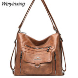 Weiyinxing Women Soft Leather Luxury Handbag Large Capacity Multifunction Casual Backpack High Quality Female Shoulder Bags Female Tote Bag