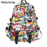 Weiyinxing Graffiti Print Men Backpack Harajuku Girl Male School Bag Nylon Ladies Fashion Laptop Backpack Women Book Boy Student Bag