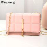 Weiyinxing New PU Leather Shoulder Bags for Women Lingge Chain Rhomboid Crossbody Bags Casual Trend Handbags Mini Phone Bag