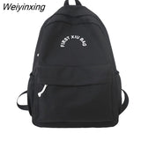 Weiyinxing Fashion Letter Printing Women Backpack Female Solid Color Nylon Travel Bag Kawaii Girl Simple Schoolbag Student School Bag