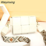 Weiyinxing Leather Women's Shoulder Bags Woven Cow Leather Crossbody Bags Designer Wide Straps Crossbody Bag Luxury Ladies Handbags