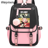 Weiyinxing X Family Anya Forger Anime School Backpack Bag Usb Port School Bags for Girls Teenager Travel Backpack Bag SchoolBag Mochila