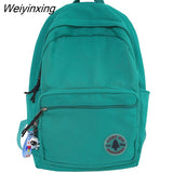 Weiyinxing Solid Color Fashion School Bag College Student Women Backpack Trendy Travel Lady Laptop Cute Backpack Green New Female Bag