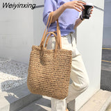 Weiyinxing straw women shoulder bags wicker woven handbags rattan summer beach bag large capacity tote lady big purses shopper new