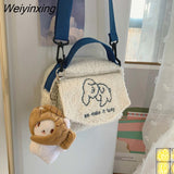 Weiyinxing Women's Messenger Bags Ladies Canvas Printed Cute Envelope Bag Lady Sweet Cartoon Student Shoulder Bag