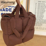 Weiyinxing Sapce Padded Large Tote Bag Designer Women Handbags Luxury Nylon Down Cotton Shoulder Bags Plaid Big Winter Bag Sac 2023 418-2