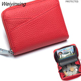 Weiyinxing Women Wallet Genuine Leather Card Holders Female Cowhide Wallets Fashion Small Portable Purses Cute Wallet Coin Bags Clutch