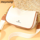 Weiyinxing Solid Color Fashion Shoulder Handbags Female Travel Cross Body Bag Weave Small cowhide Leather Crossbody Bags for Women