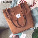 Weiyinxing for Women 2023 Corduroy Shoulder Bag Reusable Shopping Bags Casual Tote Female Handbag for A Certain Number of Dropshipping