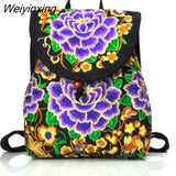 Weiyinxing National embroidery women shopping cover backpacks!Nice floral embroidered lady Bohemian Backrack Top-sale canvas backpack