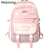 Weiyinxing Women Waterproof Kawaii Laptop Backpack Lady Badge Travel School Bag Girl Cute Harajuku College Backpack Fashion Female Book Bag