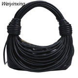 Weiyinxing Noodle Bag Designer Double Kotted Women Handbags Luxury Soft Pu Leather Shoulder Crossbody Bags Small Female Purses 2023