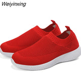 Weiyinxing 2023 Women Sneakers Vulcanized Shoes Sock Sneakers Women Summer Slip On Flat Shoes Women Plus Size Loafers Walking Flat