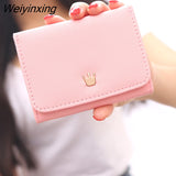 Weiyinxing Crown Women's Wallet 2023 New PU Buckle Short Wallet Student Disassembled Coin Purse Cute Small Fresh Three-fold Wallet