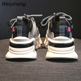 Weiyinxing Platform Sneakers Round Toe 2023 Spring Women's Chunky Shoes Lace Up Black Female Trainers Dad Shoes Tenis Feminino
