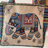 Weiyinxing Elephant Pattern Bucket Bag Double-Sided Embroidered Canvas Bag Women Handbags