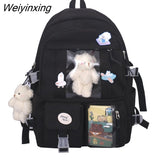 Weiyinxing Women Backpacks Waterproof Multi-Pocket Nylon School Backpack for Student Female Girls Kawaii Laptop Book Pack Mochilas