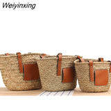 Weiyinxing Rattan Basket Bag Handbags Bohemian Wicker Woven Straw Bags Shoulder Bag Summer Travel Beach Bags for Women 2023 Tote