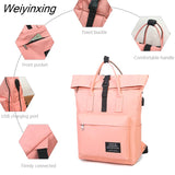 Weiyinxing Ladies Leisure Shoulder Bag 15 Inch Laptop Backpack Woman Canvas Travel Bag USB Charging Schoolbag Girls Sac A Dos Bolsa