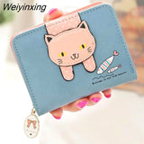 Weiyinxing Women Cute Cat Wallet Small Zipper Girl Wallet Brand Designed Pu Leather Women Coin Purse Female Card Holder Wallet Billetera