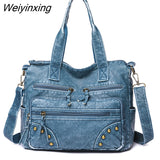 Weiyinxing Women Soft PU Leather Handbag Luxury Designer Multi-compartment Shoulder Crossbody Bags Ladies Large Capacity Blue Messenger Sac