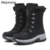 Weiyinxing Female Snow Boots Winter Women Waterproof Wedges Shoes Botas Mujer Black Beige Goth Boots Women Ankle Boots for Women