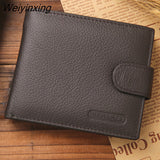 Weiyinxing Genuine Leather Mens Wallet Premium Product Real Cowhide Wallets for Man Short Black Walet Portefeuille Homme Short Purses