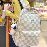 Weiyinxing Girl Plaid Student Backpack Korean Large Capacity Cute Women’S Schoolbag High Quality Waterproof Travel Bag Cool New