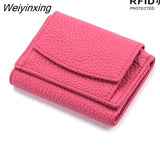 Weiyinxing Women Genuine Leather Purses Female Small Cowhide Wallets Lady Coin Bag Card Holder Large Capacity Money Bag Portable Clutch