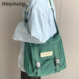 Weiyinxing Classic Simple Messenger Bag Women's South Korea Chic Postman Bag Lady Student Nylon Waterproof Canvas Schoolbag