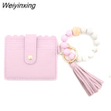 Weiyinxing Pc 8 Colors Fashion Women Bracelets Card Holder Leopard Female Business Card Case Wristband Key Chain for Men