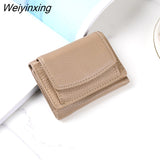 Weiyinxing Women Wallets Short Simple Tri-fold Purses Ladies Multi-card Bags Large-capacity Anti-theft Brush Purse Famale Mini Coin Bag