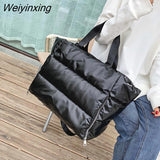 Weiyinxing New Large Capacity Shoulder Bag For Women Waterproof Nylon Bags Space Pad Cotton Feather Down Large Tote Female Handbags