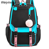 Weiyinxing NEW Women Girls School Back Packs Anti Theft USB Charge Backpack Waterproof Bagpack School Bags Teenage Travel Bag