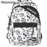 Weiyinxing New Fashion Girl Graffiti Design Bookbag for Teens Backpack Colleg Cute Schoolbag Laptop Rucksack Women Mochila Travel Bag