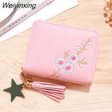 Weiyinxing Women Small Wallet Ladies Mini Tassel Wallet Cute Girl Short Zipper Lovely Pu Leather Coin Purse Female Hand Wallet Purse