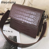 Weiyinxing Pattern PU Leather Crossbody Bags For Women 2023 Wide Shoulder Straps Brand Designer Shoulder Messenger Bag Handbags Totes