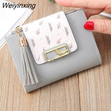 Weiyinxing Tassel Women Wallet Small Cute Wallet Women Short Leather Women Wallets Zipper Folding Purses Female Purse Clutch